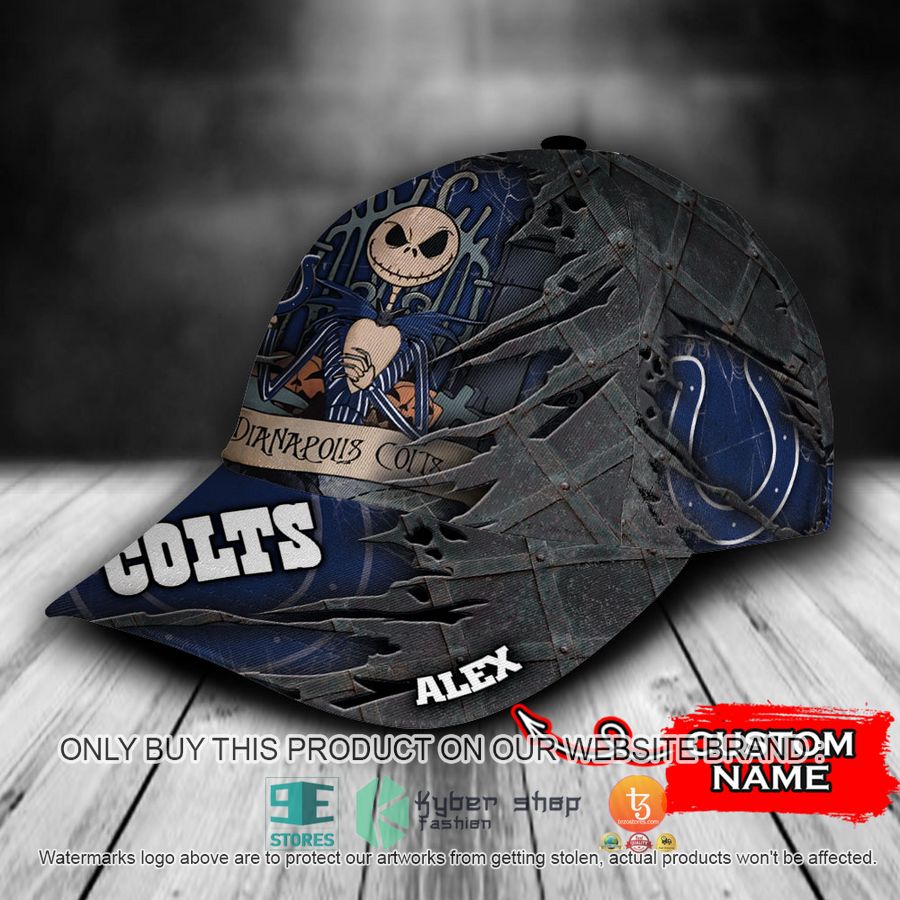 HOT Indianapolis Colts Jack Skellington Personalized NFL Cap 3 personalized nfl indianapolis colts jack skellington cap 3 62449