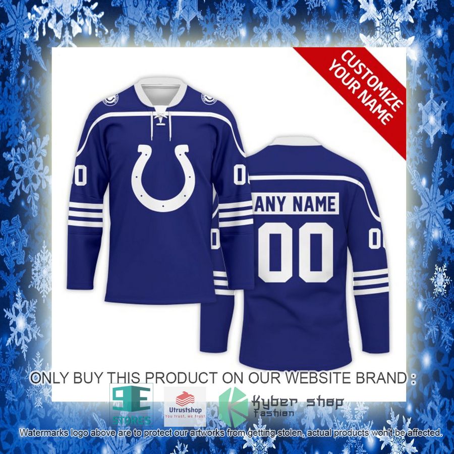 NEW Indianapolis Colts Custom Name Hockey Jersey 10 personalized nfl indianapolis colts logo hockey jersey 10 63856