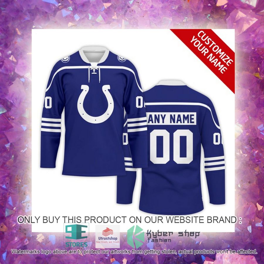 NEW Indianapolis Colts Custom Name Hockey Jersey 4 personalized nfl indianapolis colts logo hockey jersey 4 89243