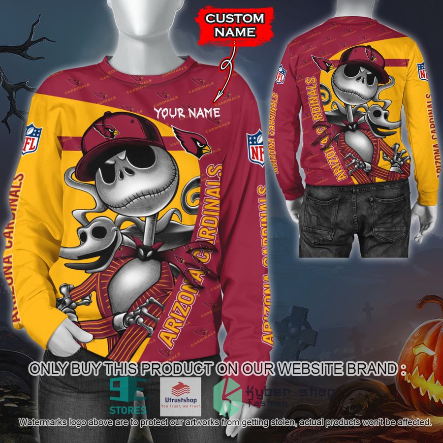 NEW Arizona Cardinals Jack Skellington Custom Name Hoodie, Shirt 2 personalized nfl jack skellington arizona cardinals shirt hoodie 2 43623