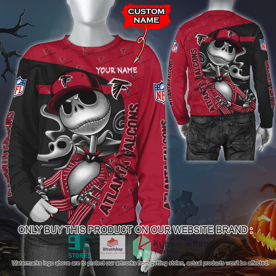 NEW Atlanta Falcons Jack Skellington Custom Name Hoodie, Shirt 2 personalized nfl jack skellington atlanta falcons shirt hoodie 2 46850