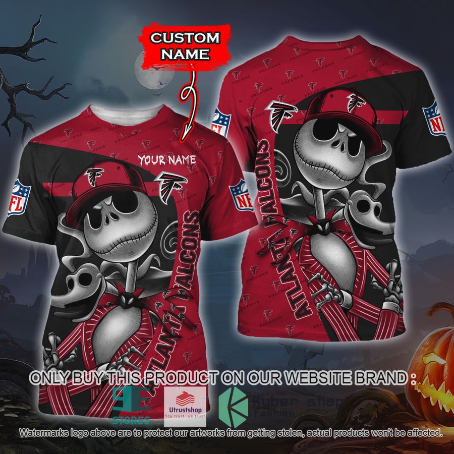 NEW Atlanta Falcons Jack Skellington Custom Name Hoodie, Shirt 3 personalized nfl jack skellington atlanta falcons shirt hoodie 3 53148