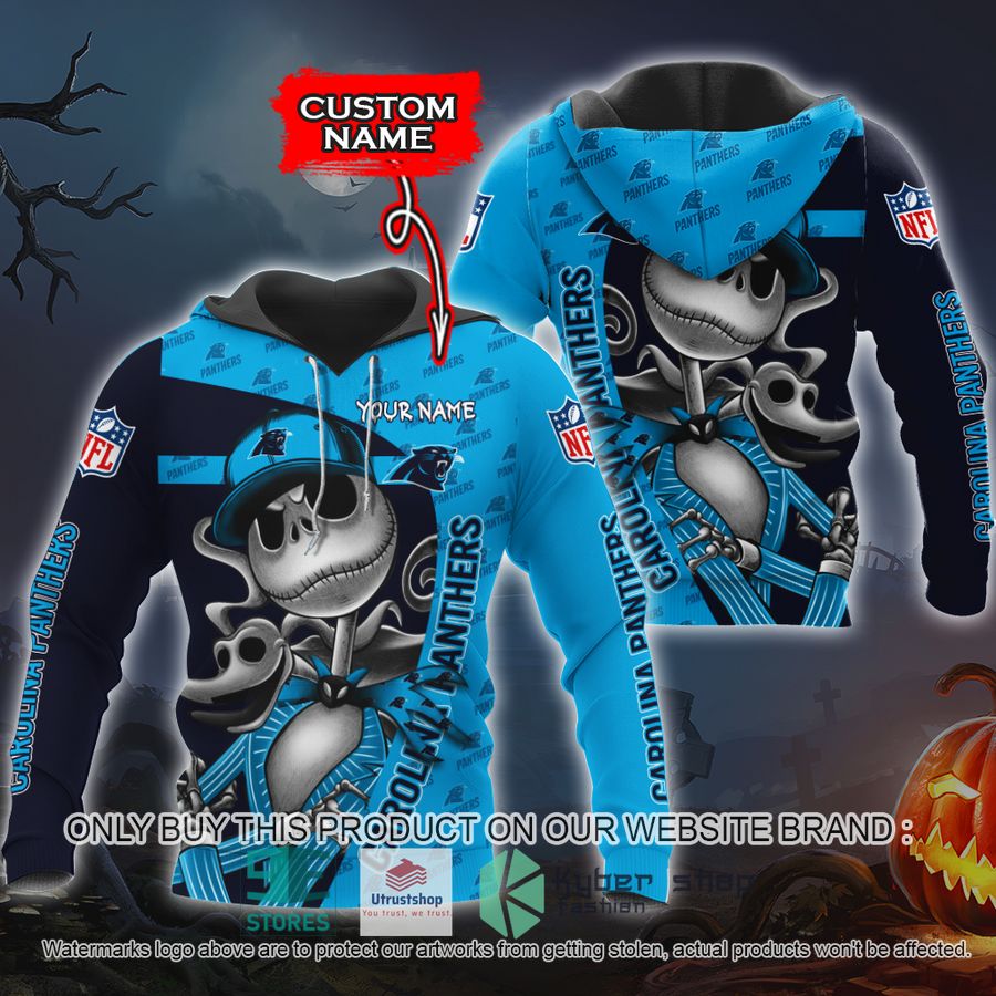 NEW Carolina Panthers Jack Skellington Custom Name Hoodie, Shirt 9 personalized nfl jack skellington carolina panthers shirt hoodie 1 30943