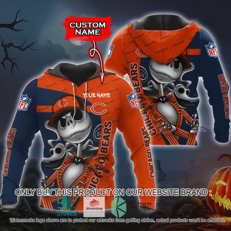 NEW Chicago Bears Jack Skellington Custom Name Hoodie, Shirt 9 personalized nfl jack skellington chicago bears shirt hoodie 1 72139