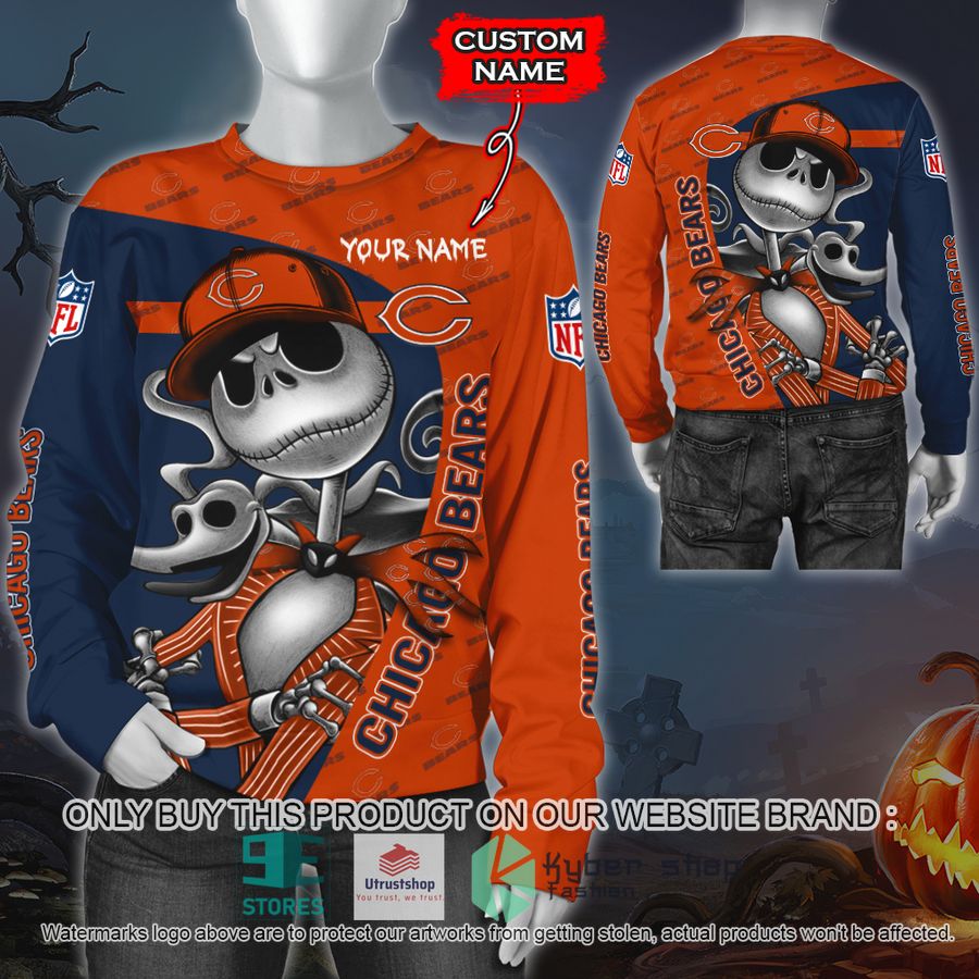 NEW Chicago Bears Jack Skellington Custom Name Hoodie, Shirt 2 personalized nfl jack skellington chicago bears shirt hoodie 2 71257