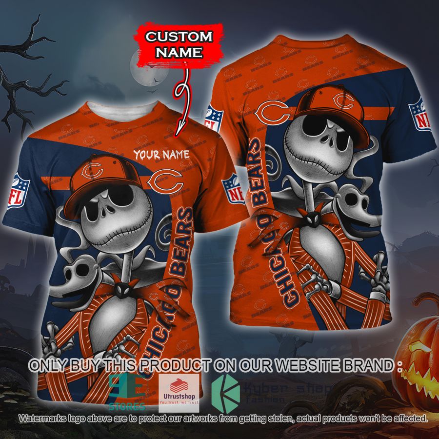 NEW Chicago Bears Jack Skellington Custom Name Hoodie, Shirt 3 personalized nfl jack skellington chicago bears shirt hoodie 3 55562