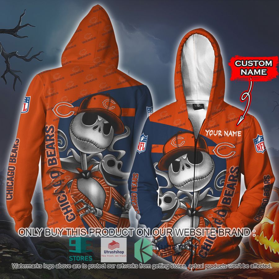 NEW Chicago Bears Jack Skellington Custom Name Hoodie, Shirt 4 personalized nfl jack skellington chicago bears shirt hoodie 4 62160