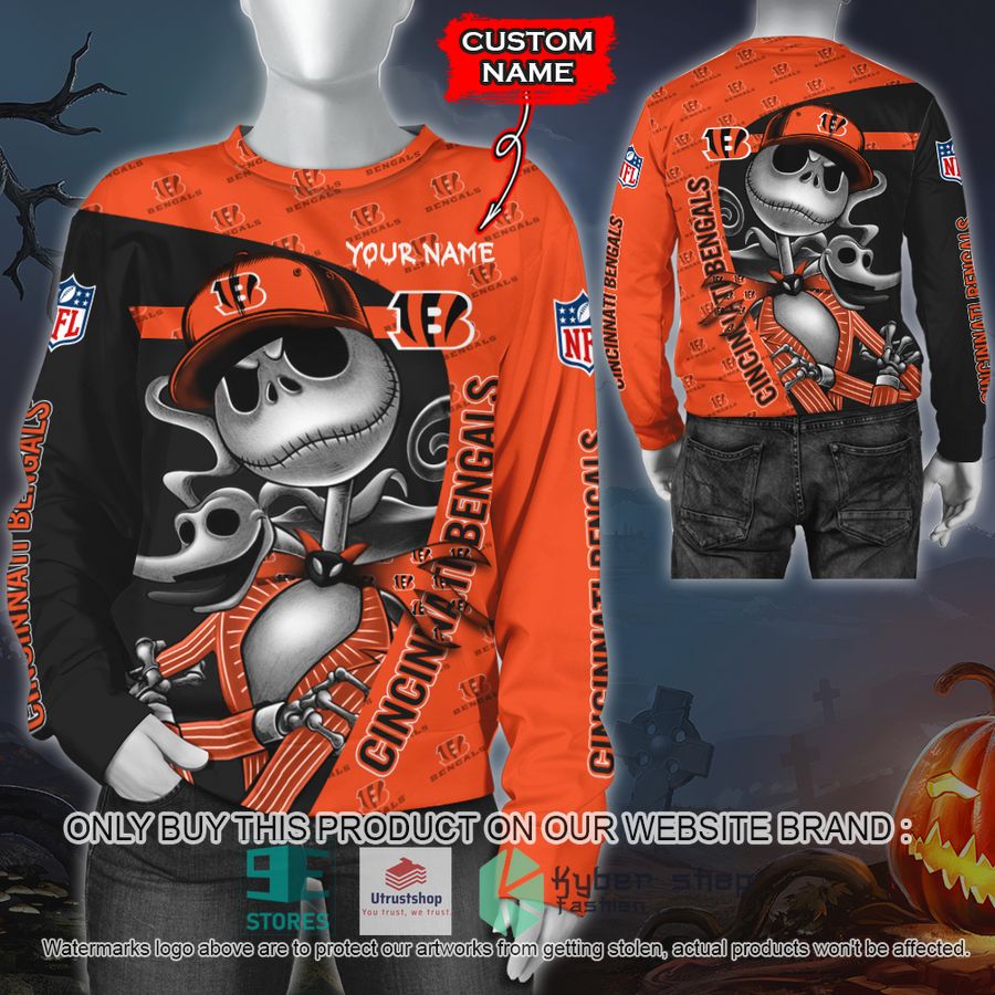 NEW Cincinnati Bengals Jack Skellington Custom Name Hoodie, Shirt 2 personalized nfl jack skellington cincinnati bengals shirt hoodie 2 61196