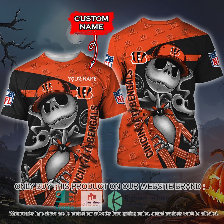 NEW Cincinnati Bengals Jack Skellington Custom Name Hoodie, Shirt 3 personalized nfl jack skellington cincinnati bengals shirt hoodie 3 86115
