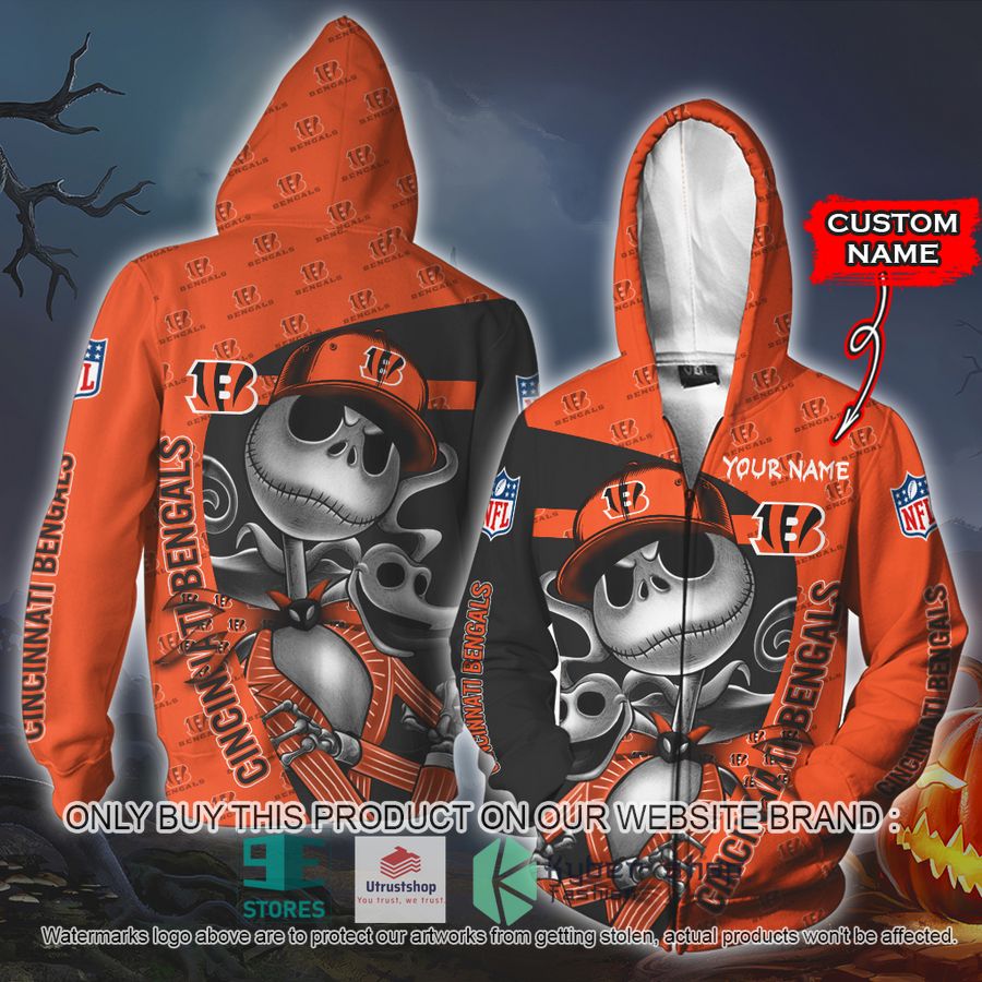 NEW Cincinnati Bengals Jack Skellington Custom Name Hoodie, Shirt 4 personalized nfl jack skellington cincinnati bengals shirt hoodie 4 65759