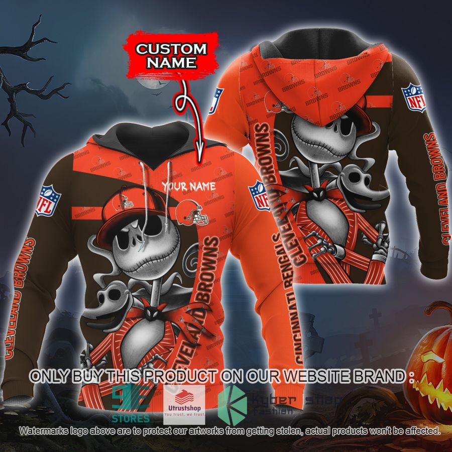 NEW Cleveland Browns Jack Skellington Custom Name Hoodie, Shirt 8 personalized nfl jack skellington cleveland browns shirt hoodie 1 60029
