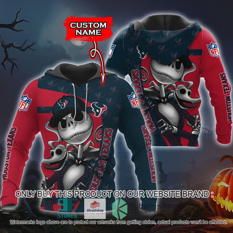 NEW Houston Texans Jack Skellington Custom Name Hoodie, Shirt 1 personalized nfl jack skellington houston texans shirt hoodie 1 94759