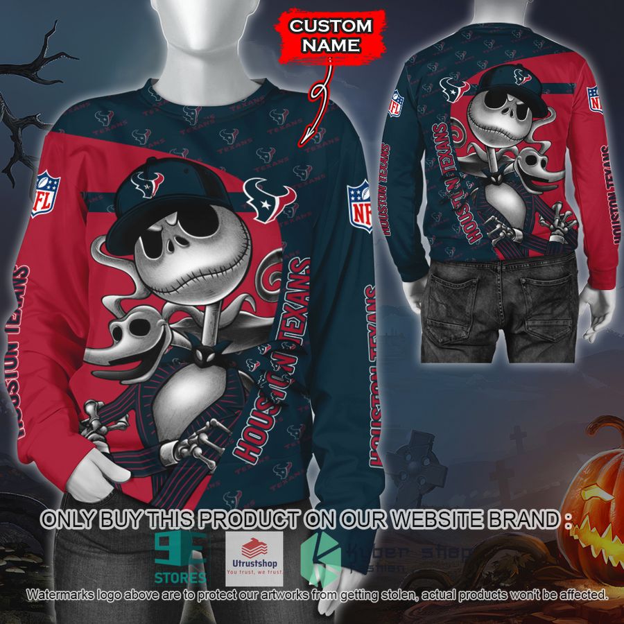 NEW Houston Texans Jack Skellington Custom Name Hoodie, Shirt 2 personalized nfl jack skellington houston texans shirt hoodie 2 33577