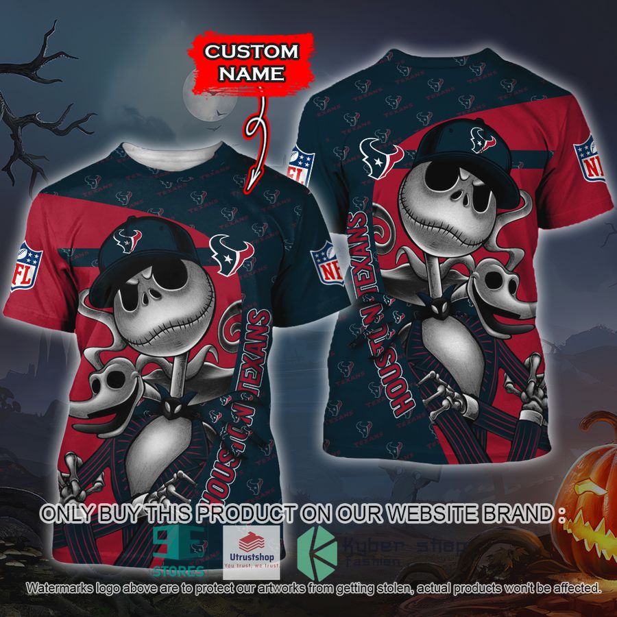 NEW Houston Texans Jack Skellington Custom Name Hoodie, Shirt 3 personalized nfl jack skellington houston texans shirt hoodie 3 74880