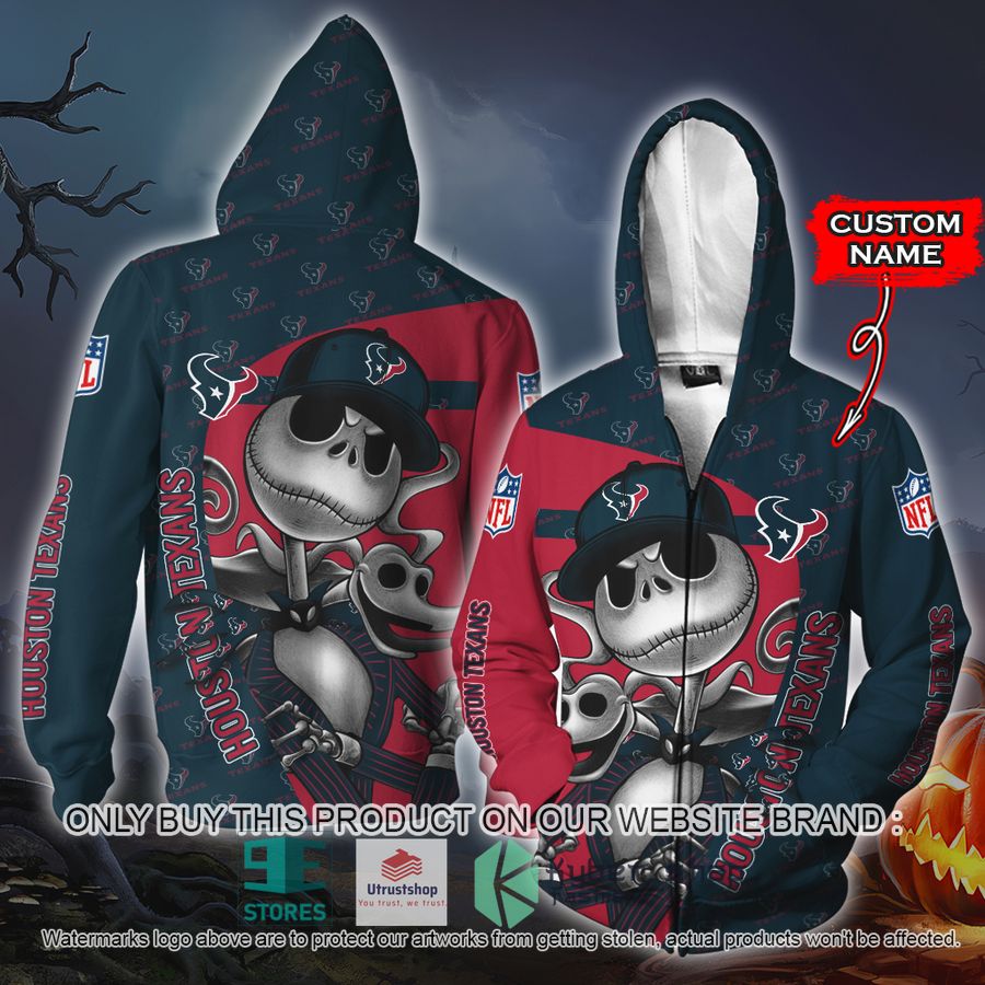 NEW Houston Texans Jack Skellington Custom Name Hoodie, Shirt 4 personalized nfl jack skellington houston texans shirt hoodie 4 15499