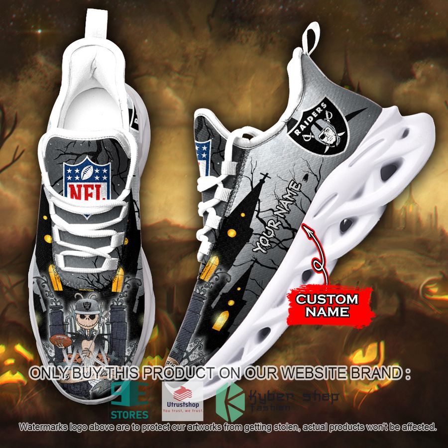 NEW Las Vegas Raiders Jack Skellington Custom Name Max Soul Sneaker 1 personalized nfl jack skellington las vegas raiders max soul shoes 1 74521