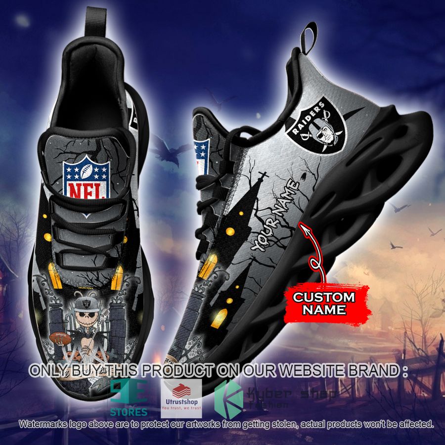 NEW Las Vegas Raiders Jack Skellington Custom Name Max Soul Sneaker 2 personalized nfl jack skellington las vegas raiders max soul shoes 2 63269