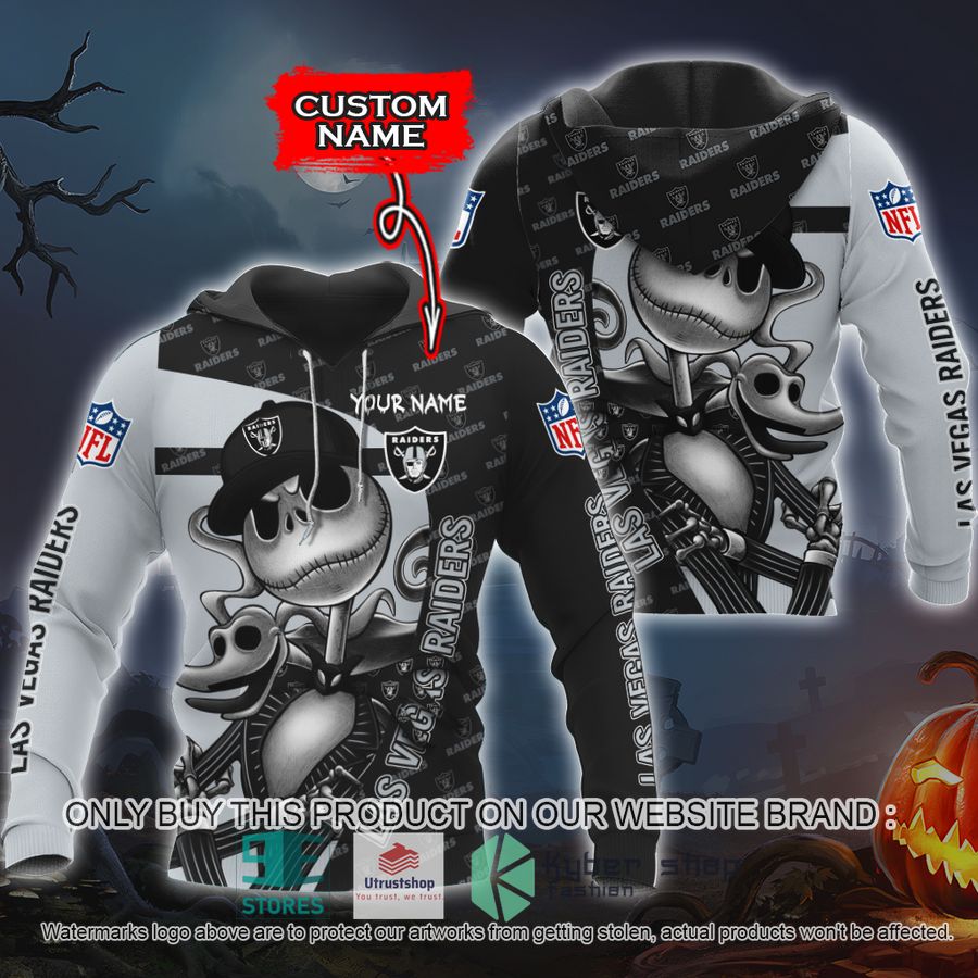NEW Las Vegas Raiders Jack Skellington Custom Name Hoodie, Shirt 1 personalized nfl jack skellington las vegas raiders shirt hoodie 1 65469