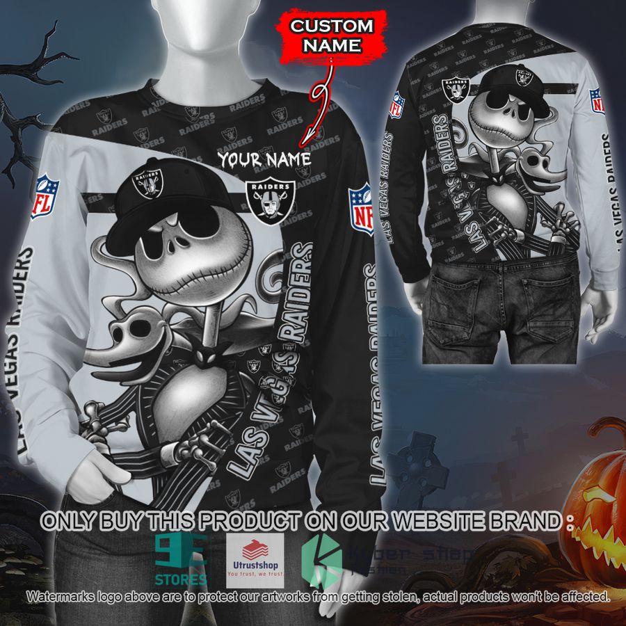 NEW Las Vegas Raiders Jack Skellington Custom Name Hoodie, Shirt 2 personalized nfl jack skellington las vegas raiders shirt hoodie 2 2182