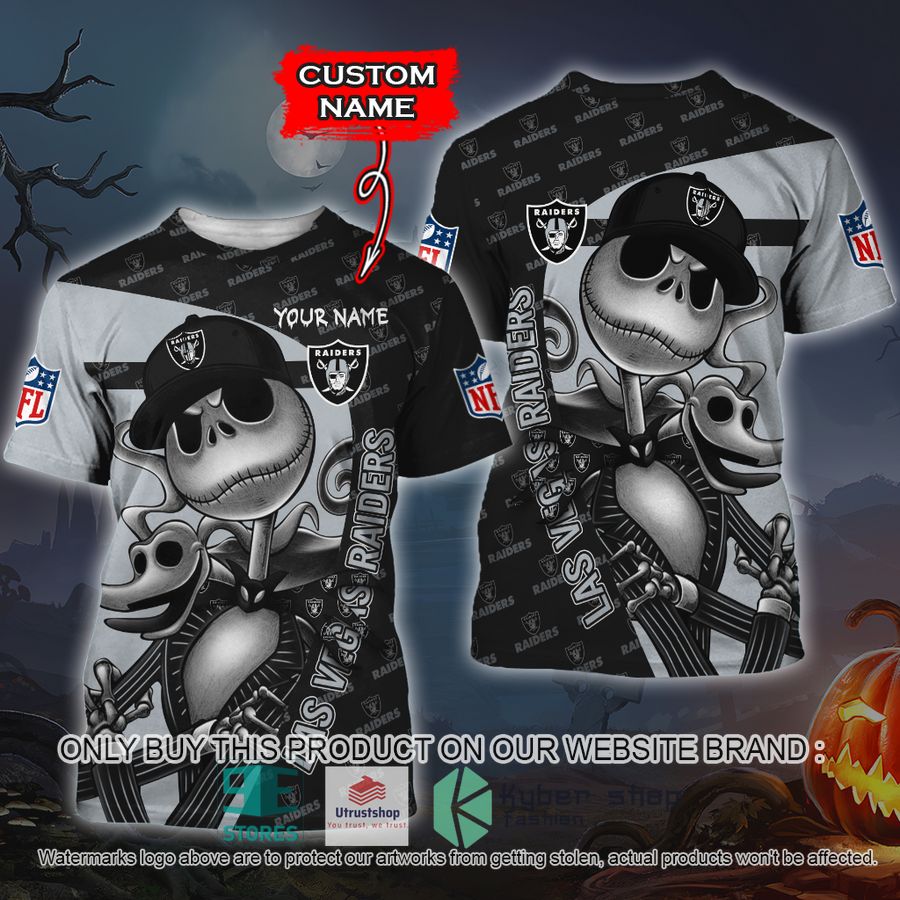 NEW Las Vegas Raiders Jack Skellington Custom Name Hoodie, Shirt 3 personalized nfl jack skellington las vegas raiders shirt hoodie 3 39269