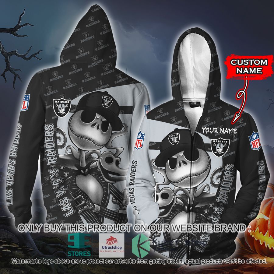 NEW Las Vegas Raiders Jack Skellington Custom Name Hoodie, Shirt 4 personalized nfl jack skellington las vegas raiders shirt hoodie 4 68602