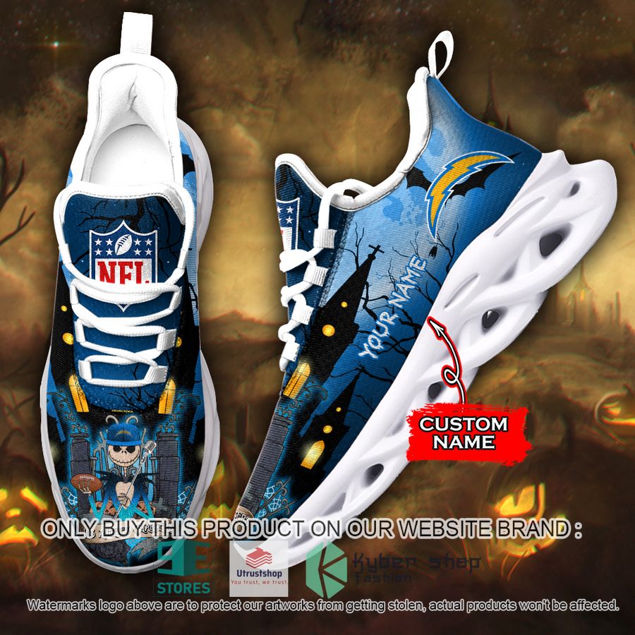 personalized nfl jack skellington los angeles chargers max soul shoes 1 26688