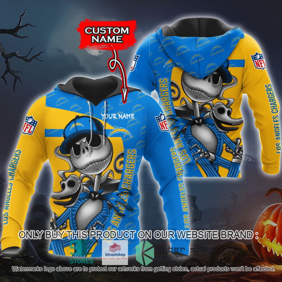 NEW Los Angeles Chargers Jack Skellington Custom Name Hoodie, Shirt 9 personalized nfl jack skellington los angeles chargers shirt hoodie 1 62648