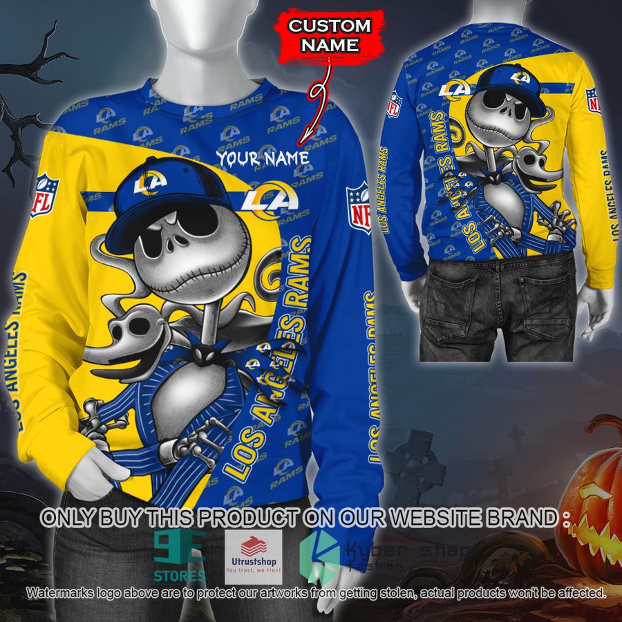NEW Los Angeles Rams Jack Skellington Custom Name Hoodie, Shirt 2 personalized nfl jack skellington los angeles rams shirt hoodie 2 89611