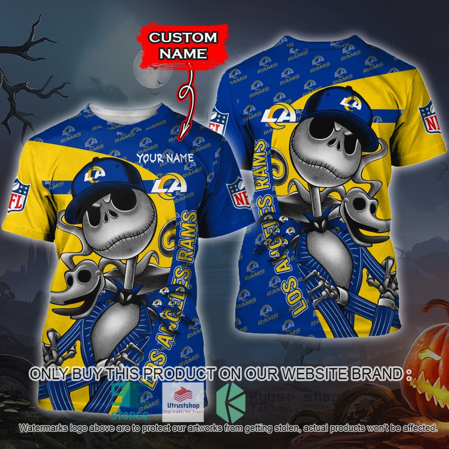 NEW Los Angeles Rams Jack Skellington Custom Name Hoodie, Shirt 3 personalized nfl jack skellington los angeles rams shirt hoodie 3 93941