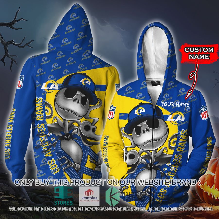 NEW Los Angeles Rams Jack Skellington Custom Name Hoodie, Shirt 4 personalized nfl jack skellington los angeles rams shirt hoodie 4 10810
