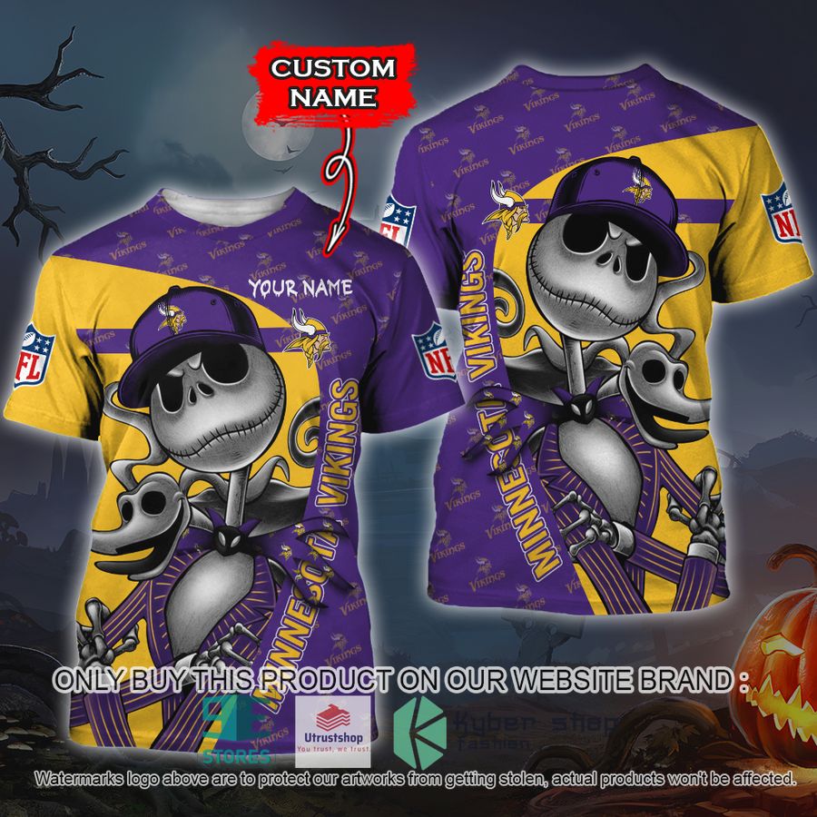 NEW Minnesota Vikings Jack Skellington Custom Name Hoodie, Shirt 3 personalized nfl jack skellington minnesota vikings shirt hoodie 3 64637