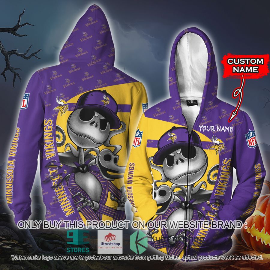 NEW Minnesota Vikings Jack Skellington Custom Name Hoodie, Shirt 4 personalized nfl jack skellington minnesota vikings shirt hoodie 4 59201