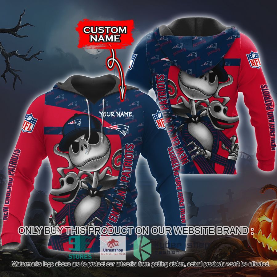 NEW New England Patriots Jack Skellington Custom Name Hoodie, Shirt 8 personalized nfl jack skellington new england patriots shirt hoodie 1 43950