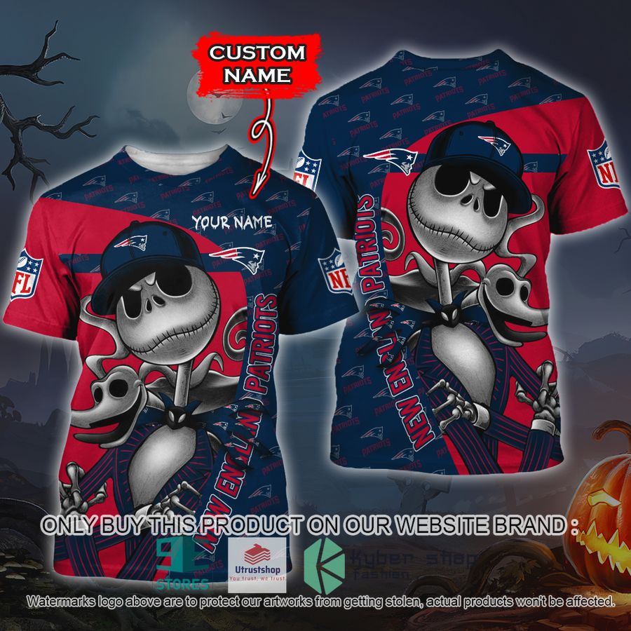 NEW New England Patriots Jack Skellington Custom Name Hoodie, Shirt 3 personalized nfl jack skellington new england patriots shirt hoodie 3 81221