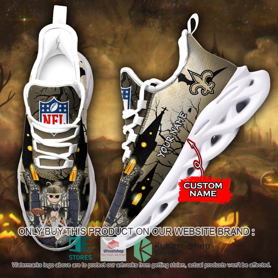 NEW New Orleans Saints Jack Skellington Custom Name Max Soul Sneaker 9 personalized nfl jack skellington new orleans saints max soul shoes 1 32081
