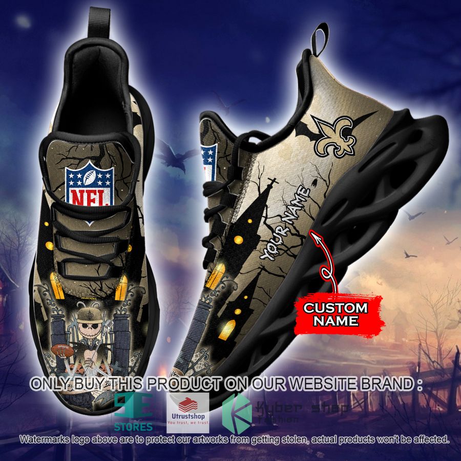 NEW New Orleans Saints Jack Skellington Custom Name Max Soul Sneaker 2 personalized nfl jack skellington new orleans saints max soul shoes 2 25368