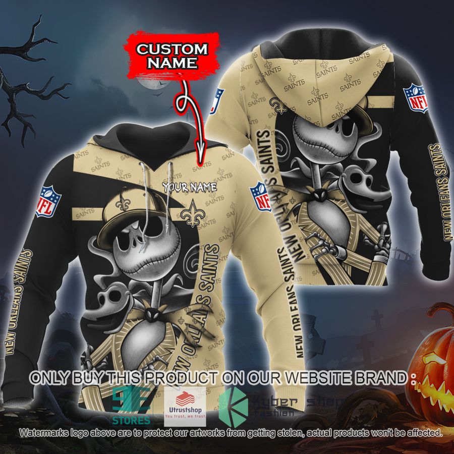 NEW New Orleans Saints Jack Skellington Custom Name Hoodie, Shirt 9 personalized nfl jack skellington new orleans saints shirt hoodie 1 70822
