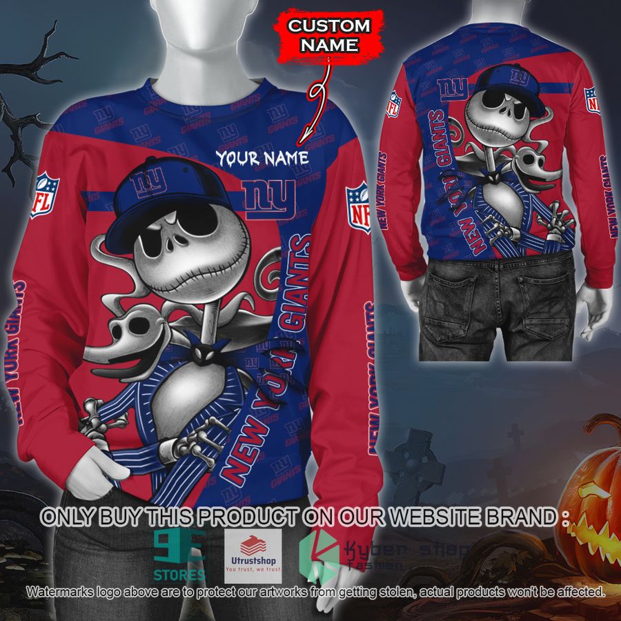 NEW New York Giants Jack Skellington Custom Name Hoodie, Shirt 2 personalized nfl jack skellington new york giants shirt hoodie 2 15067