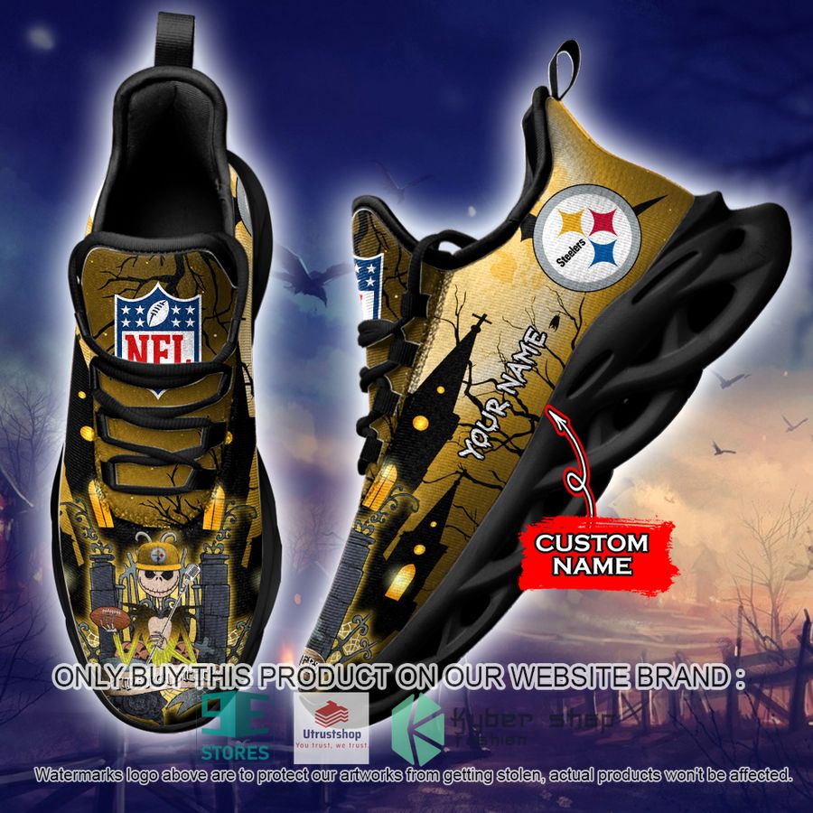NEW Pittsburgh Steelers Jack Skellington Custom Name Max Soul Sneaker 2 personalized nfl jack skellington pittsburgh steelers max soul shoes 2 73031