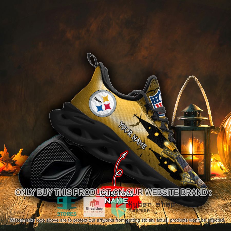 NEW Pittsburgh Steelers Jack Skellington Custom Name Max Soul Sneaker 4 personalized nfl jack skellington pittsburgh steelers max soul shoes 4 64965