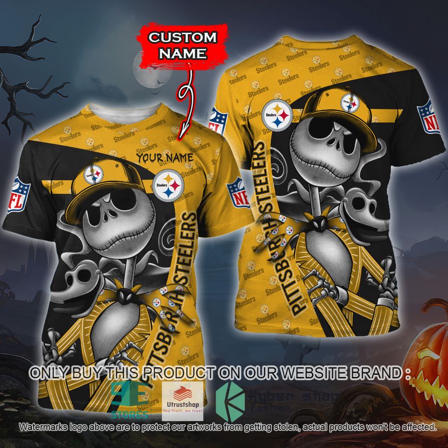 NEW Pittsburgh Steelers Jack Skellington Custom Name Hoodie, Shirt 3 personalized nfl jack skellington pittsburgh steelers shirt hoodie 3 24056