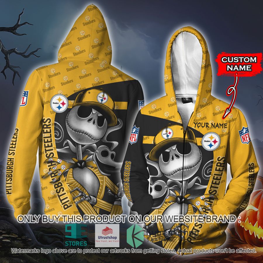 NEW Pittsburgh Steelers Jack Skellington Custom Name Hoodie, Shirt 4 personalized nfl jack skellington pittsburgh steelers shirt hoodie 4 63059