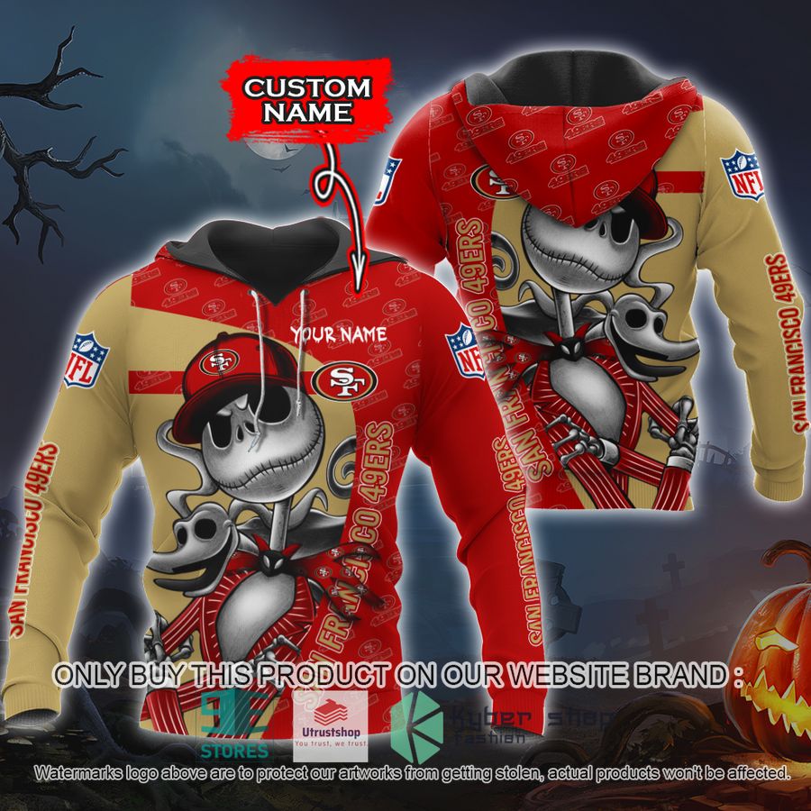 personalized nfl jack skellington san francisco 49ers shirt hoodie 1 80422