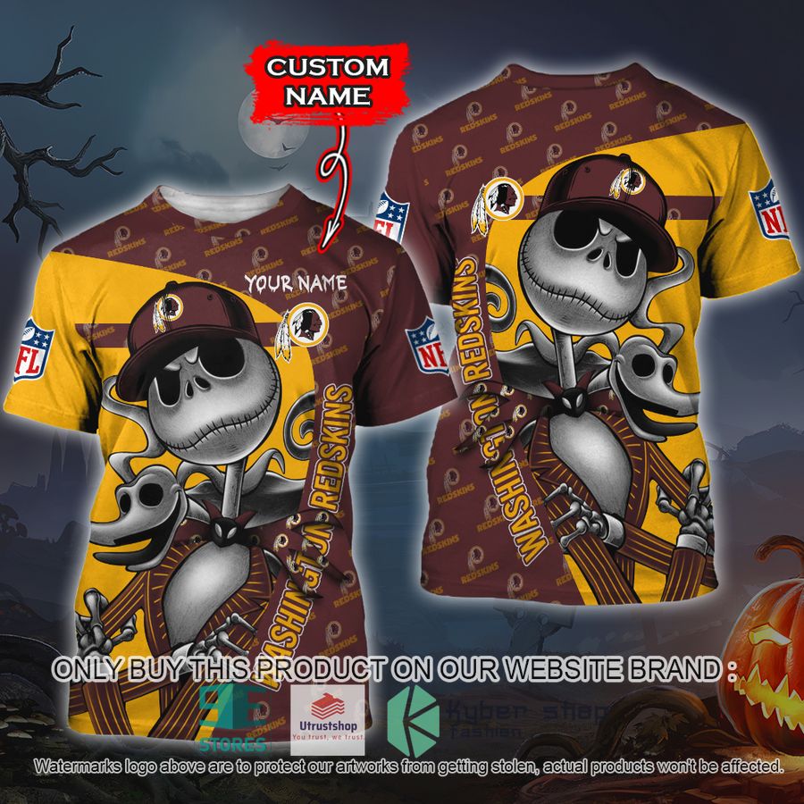NEW Washington Redskins Jack Skellington Custom Name Hoodie, Shirt 3 personalized nfl jack skellington washington redskins shirt hoodie 3 64374