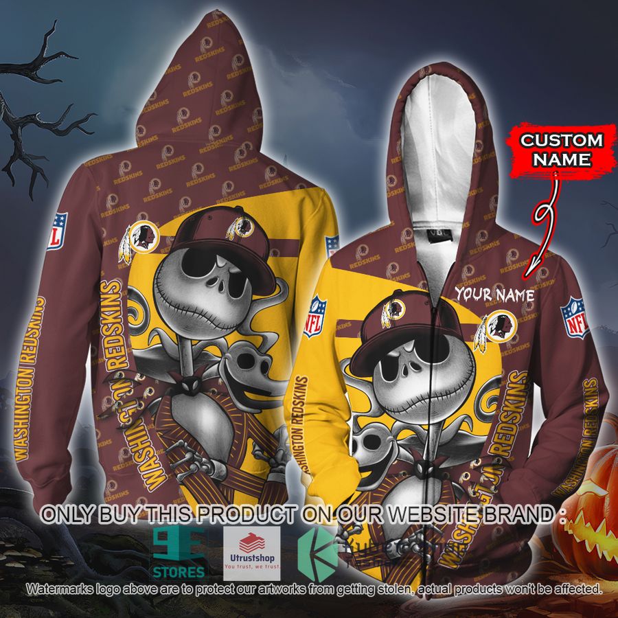 NEW Washington Redskins Jack Skellington Custom Name Hoodie, Shirt 4 personalized nfl jack skellington washington redskins shirt hoodie 4 74257