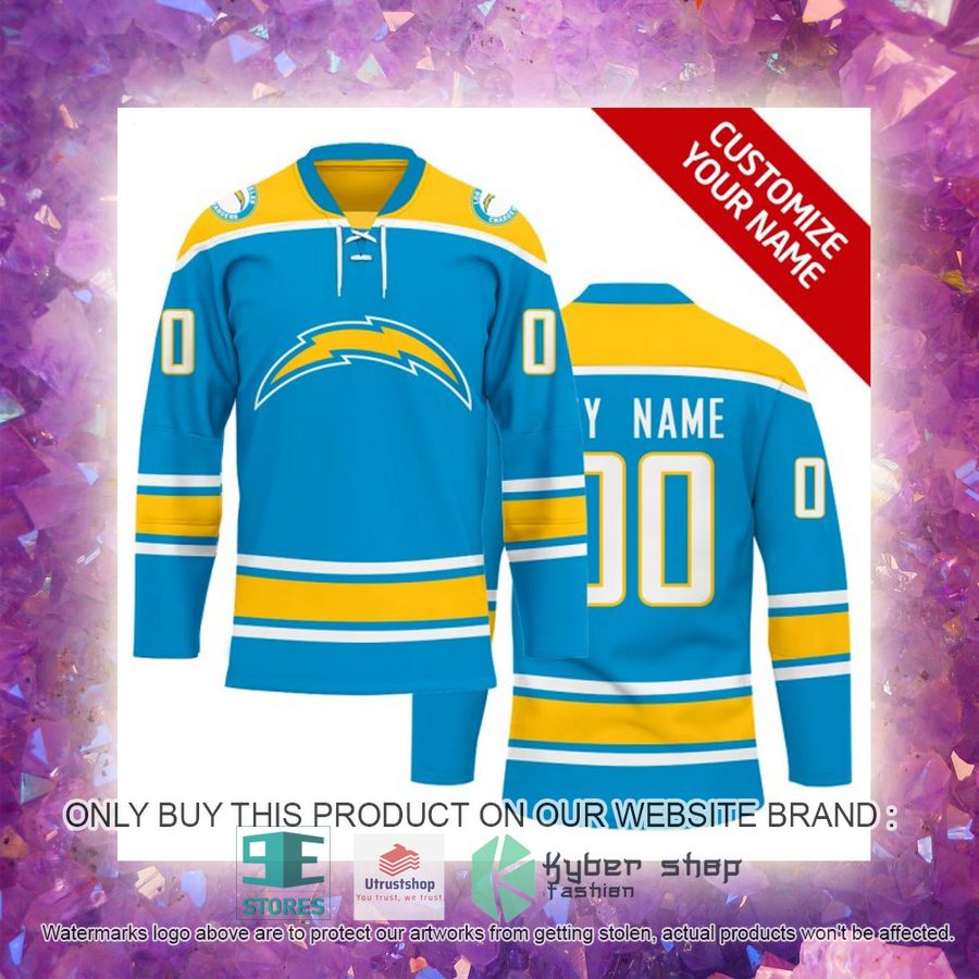 NEW Los Angeles Chargers Custom Name Hockey Jersey 4 personalized nfl los angeles chargers logo hockey jersey 4 41384