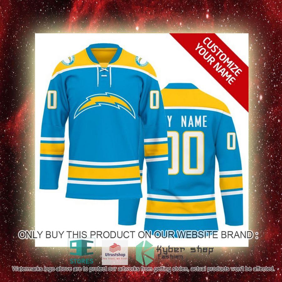 NEW Los Angeles Chargers Custom Name Hockey Jersey 7 personalized nfl los angeles chargers logo hockey jersey 7 46258