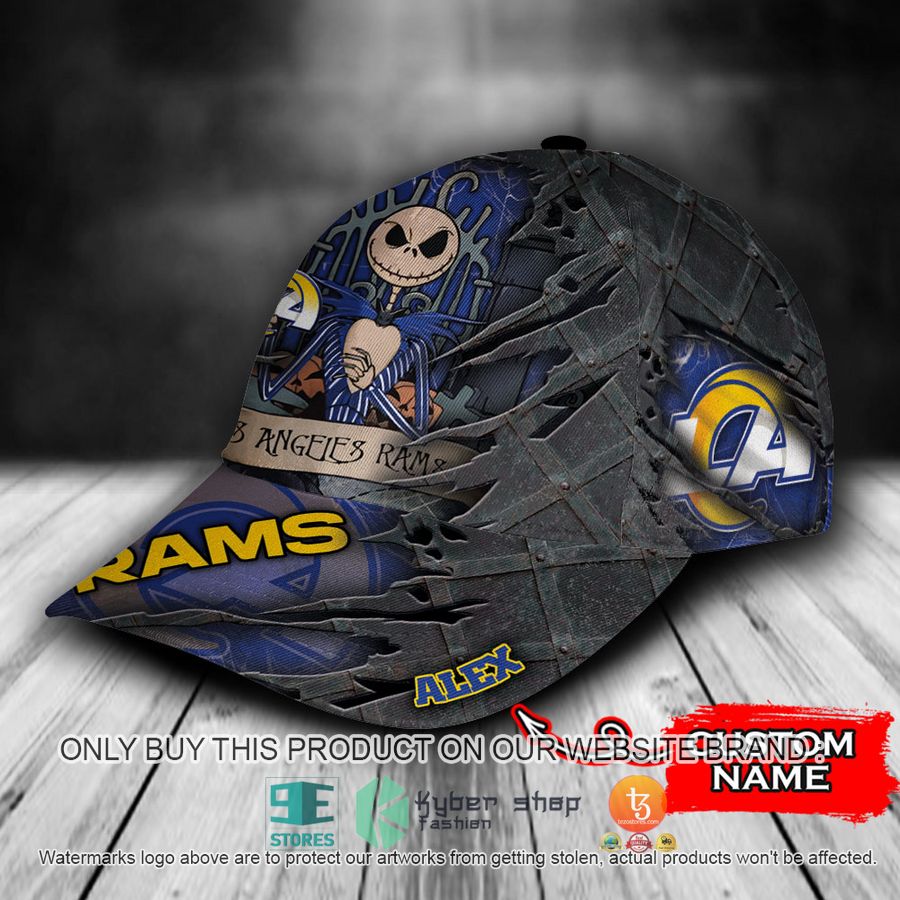 HOT Los Angeles Rams Jack Skellington Personalized NFL Cap 3 personalized nfl los angeles rams jack skellington cap 3 54648