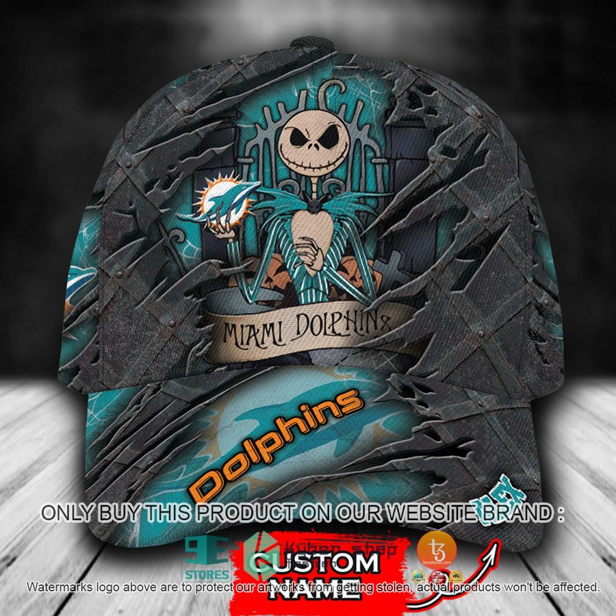 personalized nfl miami dolphins jack skellington cap 1 27349