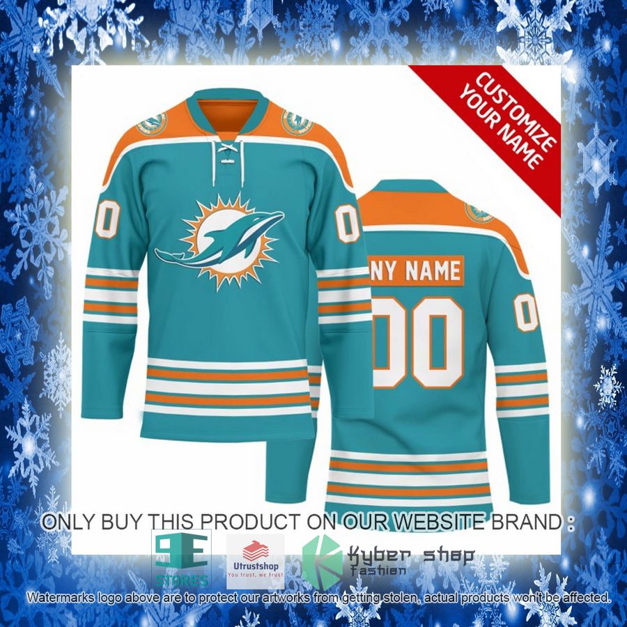 NEW Miami Dolphins Custom Name Hockey Jersey 10 personalized nfl miami dolphins logo hockey jersey 10 2116